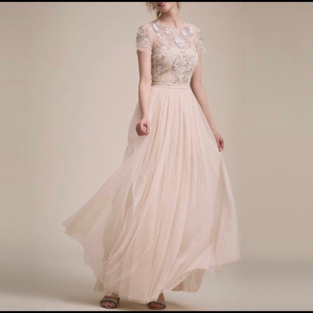 BHLDN Sakara Light Nude Tulle Dress